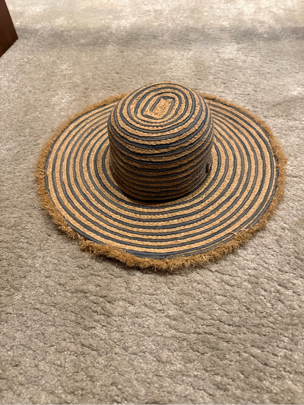 Tommy Bahama Raffia Natural & Light Blue Braided Straw Sun Hat